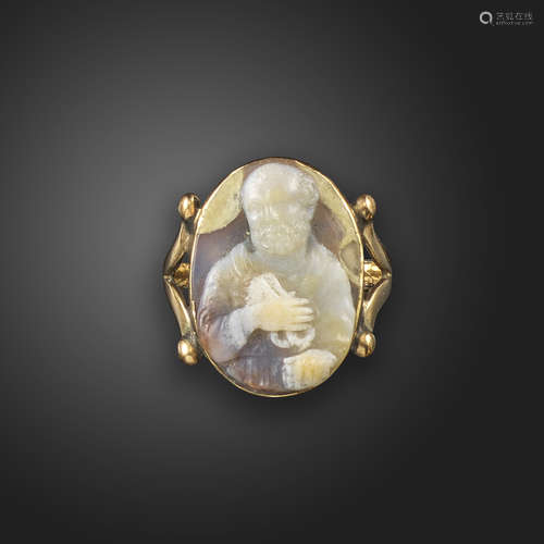 A Renaissance sardonyx cameo depicting St Peter, c.1600, St Peter holding the Keys of Heaven to