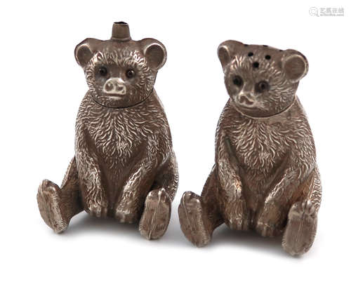 A pair of Edwardian novelty silver salt and pepper pots, by Horace Woodward and Co., Birmingham