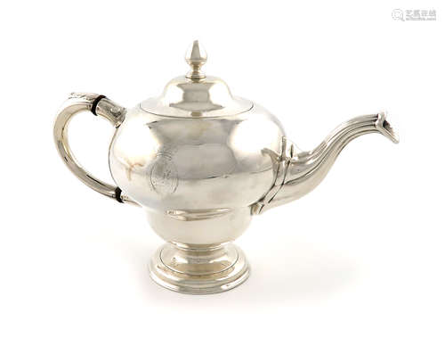 λA George II Scottish silver teapot, by Edward Lothian, assay master Hugh Gordon, Edinburgh 1749,