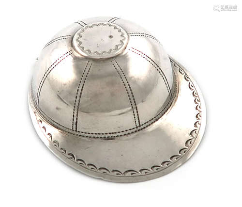 A George III novelty silver jockey cap caddy spoon, by Joseph Taylor, Birmingham 1798, bright-cut