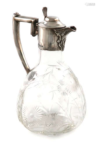 An Edwardian silver-mounted cut-glass claret jug, by Richard Richardson, Sheffield 1901, the