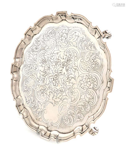 A George II silver salver, by George Hindmarsh, London 1734, circular form, moulded border, the