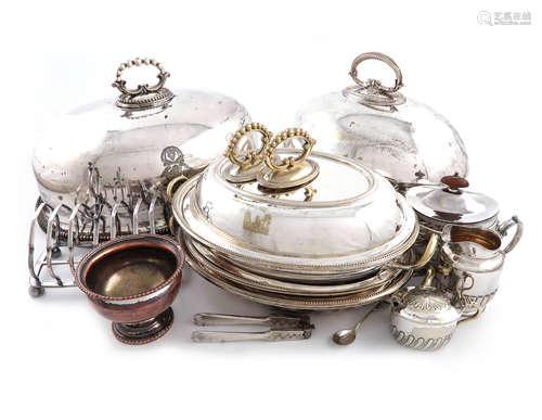 A mixed lot, comprising silver items: an Edwardian inkwell, London 1903, a pair of pierced bonbon