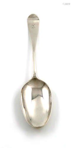 A mid-18th century Scottish provincial silver Hanoverian pattern tablespoon, by Hugh Ross, Tain