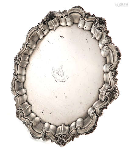 A Victorian silver salver, by The Barker Brothers, Birmingham 1898, circular form, shell and