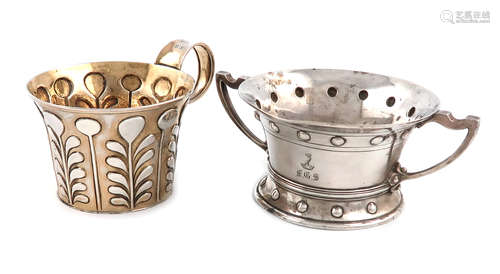 An Edwardian silver-gilt replica cup, by Nathan and Hayes, Chester 1903, tapering circular form,