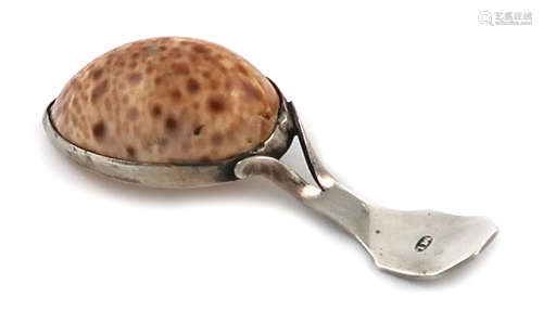 A George III silver-mounted shell caddy spoon, maker's mark only, that of Matthew Linwood,