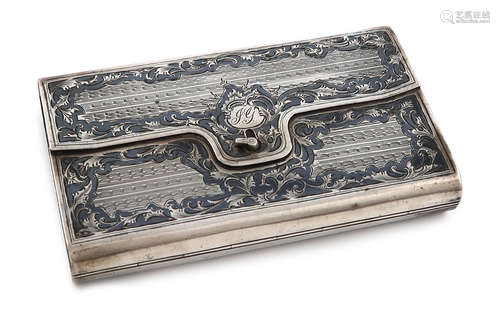 A 19th century Russian silver and niello work cigarette case, maker's mark of A.C, Assay master I.