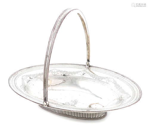 A George III silver swing-handled basket, by Robert Hennell, London 1783, oval form, pierced and