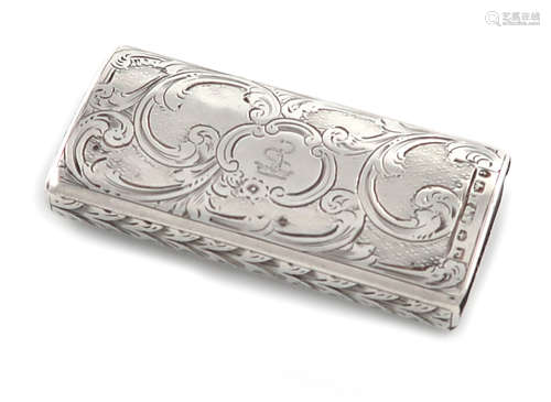 A Victorian silver vesta/ snuff box, by Hilliard and Thomason, Birmingham 1853, rectangular form,