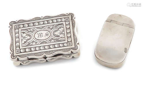 A Victorian silver snuff box, by George Unite, Birmingham 1870, rectangular form, engraved