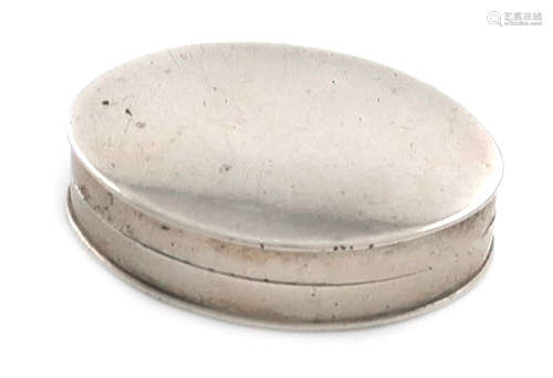 A George III silver patch box, by Matthew Linwood, Birmingham 1801, plain oval form, length 2.7cm,