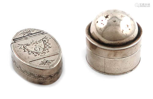 A George III silver box, by Samuel Pemberton, Birmingham 1796, oval form, flush-hinged cover,