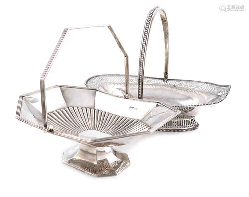 A late-Victorian silver swing-handled basket, by Mappin and Webb, Sheffield 1899, rectangular