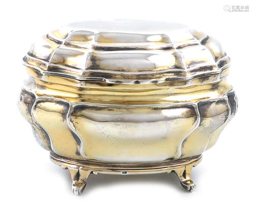 A Victorian silver-gilt tea caddy / sugar box, by Charles Stuart Harris, London 1894, retailed by