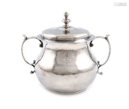 A Charles II silver two-handled porringer and cover, maker's mark probably that of Edward Gladwin,