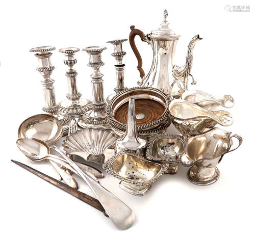 A large quantity of old Sheffield and electroplated items, comprising: a pair of Victorian