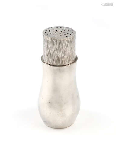 By Graham Watling, a modern silver sugar caster, London 1973, baluster form, spot-hammered