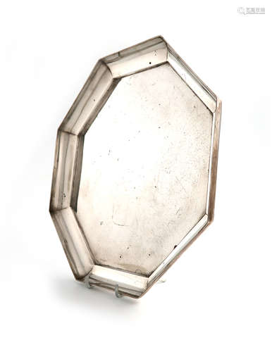 Designed by Eric Durkin, a Britannia standard silver tray, by Payne and Son, London 1977, the