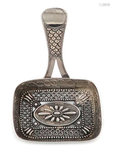 A George III silver caddy spoon, by Cocks and Bettridge, Birmingham 1809, deep rounded rectangular