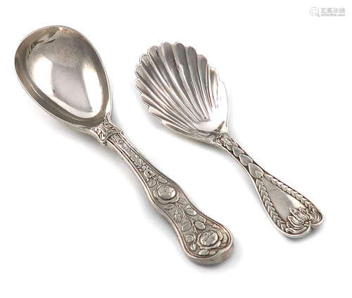 A George IV silver Rose pattern caddy spoon, by Eley and Fearn, London 1820, the reverse of the