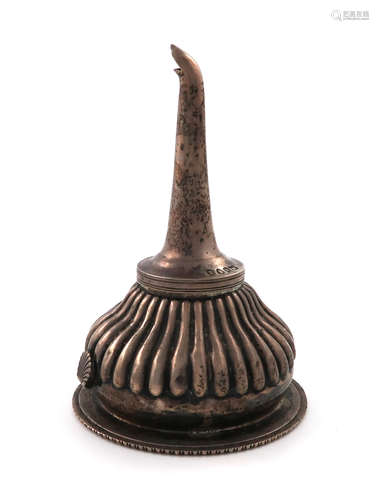 A 19th century Chinse export silver wine funnel, marked with pseudo marks and the letter P, circular