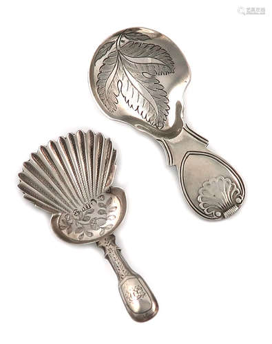 A George III silver caddy spoon, by Thomas Wallis and Jonathan Hayne, London 1816, the shaped bowl