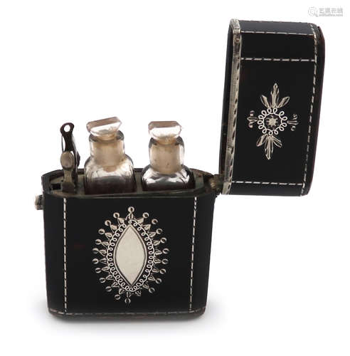 λA George III silver-mounted tortoiseshell etui, unmarked, circa 1800, slight tapering rectangular