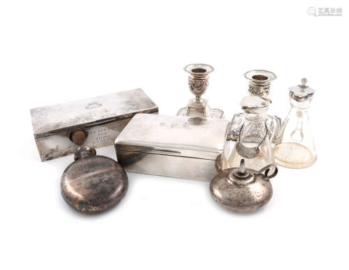 A mixed lot of silver items, various dates and makers, comprising: a pair of Edwardian silver-