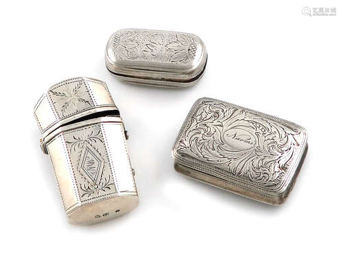 A George IV silver vinaigrette, by Joseph Willmore, Birmingham 1829, rectangular form, engraved