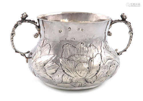 A Charles II two-handled silver porringer, by Gilbert Shepherd, London 1661, circular bellied