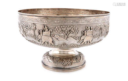 An Indian silver bowl, by Dass and Dutt, Bhowanipore, Calcutta, circa 1900, circular form,