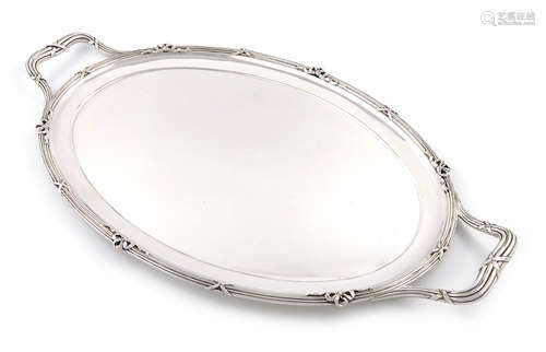 A silver two-handled tray, by the Goldsmiths and Silversmiths Company, London 1910, oval form,