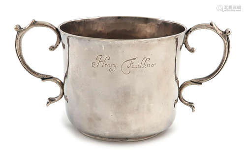 A Charles II silver two-handled porringer, by Francis Singleton, London 1683, plain circular form,