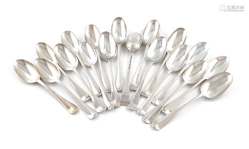 A collection of George I to George III silver Hanoverian pattern tablespoons, various dates and