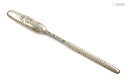 A George II silver marrow scoop, by Paul Hanet, London 1727, conventional form, the reverse of the