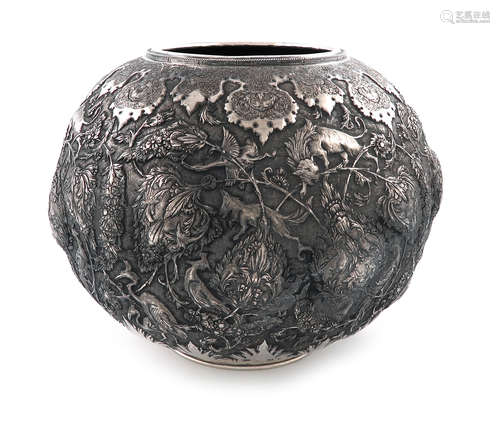 A Persian silver bowl, Isfahan, with later import marks for Finland 1952, circular bellied form,