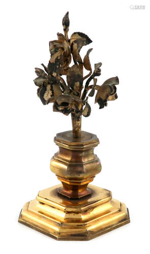 Retailed by Tiffany and Co., an Italian silver-gilt and silver table ornament, the silver-gilt stand