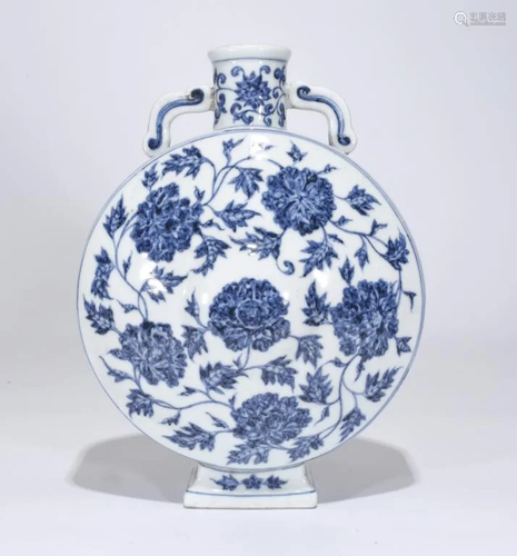 Chinese Blue and White Porcelain Moon Flask