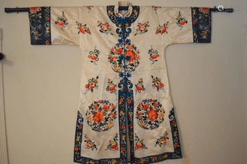 Chinese Embroidered Woman w/ Swords Silk Jacket