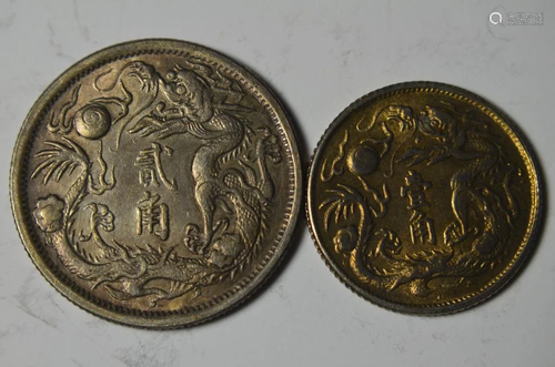 TWO CHINESE OLD COIN