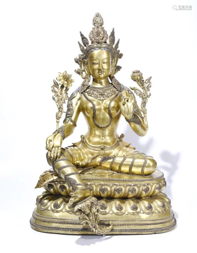 Large Chinese Gilt Bronze Buddha