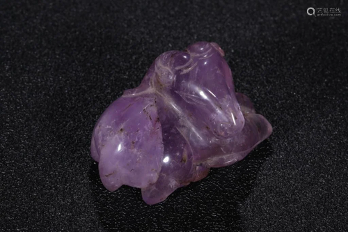 Qing Chinese Amethyst Carved Goat