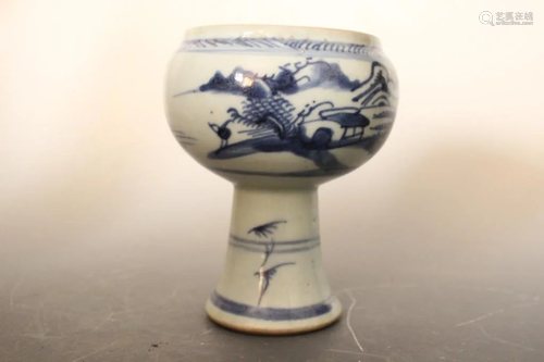 Qing Dynasty Chinese Blue and White Porcelain Cup