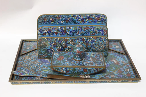 Chinese Cloisonne Enamel Writing Set