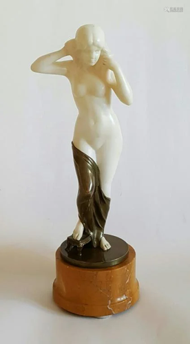 Fine Antique Bronze Marble Statue Schumacher