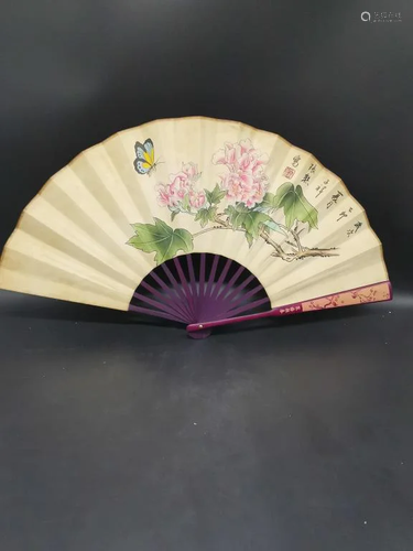 Chinese Fan, Birds and Flowers