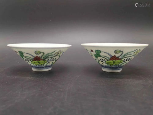 Pair of Chinese Doucai Porcelain Bowl,Mark