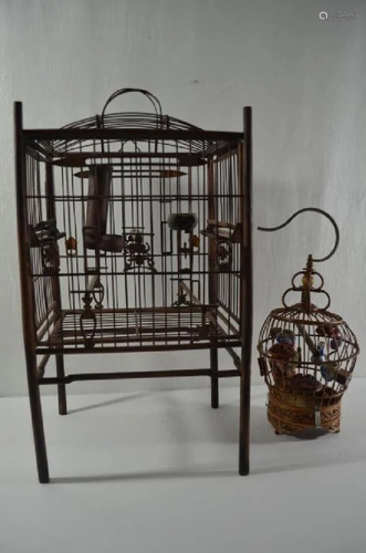 19TH C CHINESE BAMBOO BIRD CAGE