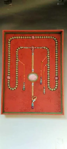 Chinese Enamel Beads Chaozhu Necklace,Qing